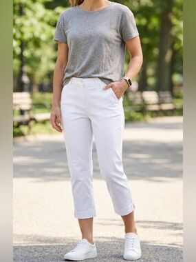 Reitmans Petite 8 White Comfort Stretch Capri Pants